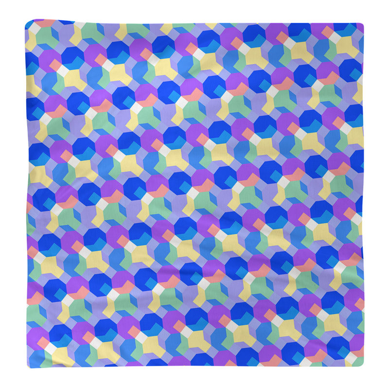 Serviette en coton octogones, Bleu / Mauve, H 0,1 po x l 22 po x P 22 po, Sergé de polyester