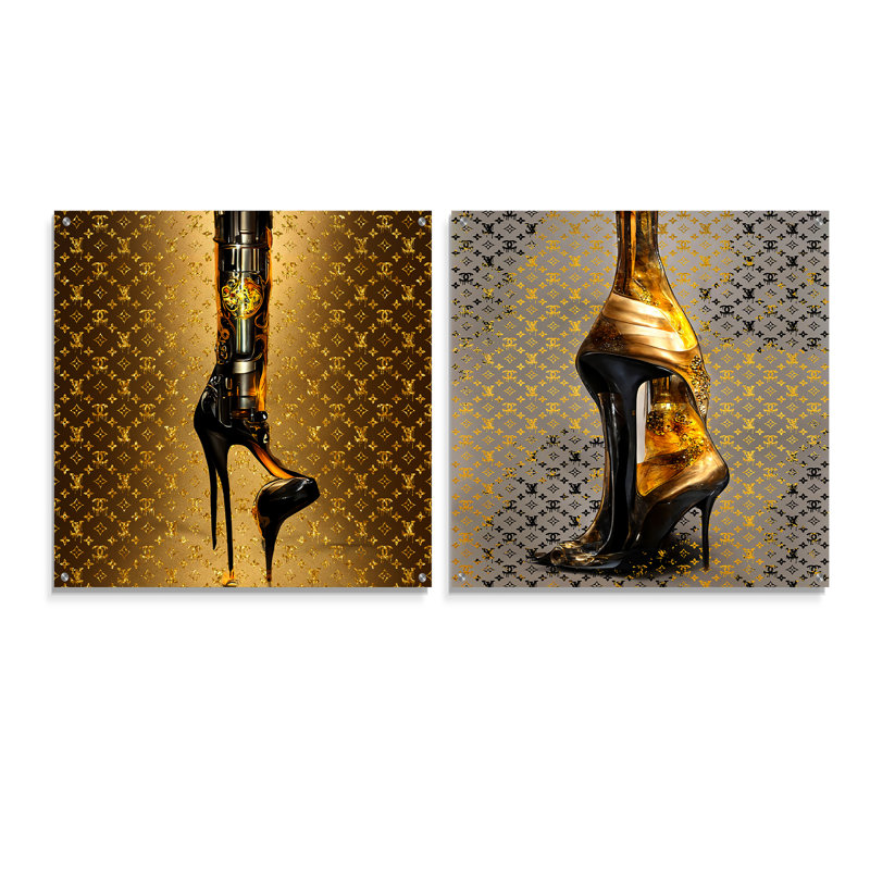 Luxury Brand Bionic Heel II - Ensemble de 2 art mural en verre acrylique, H 16 po x l 33 po