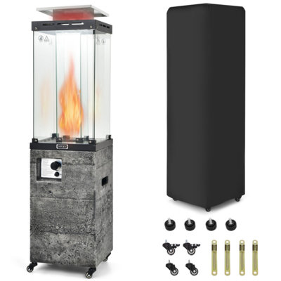 41,000 BTU Outdoor Dark Grey Propane Patio Heater with Metal Hood and 4 Wheels