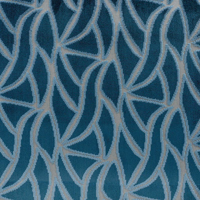 Avalon Multi-Pupose Abstract Cut Velvet Upholstery Fabric, Icy Lake