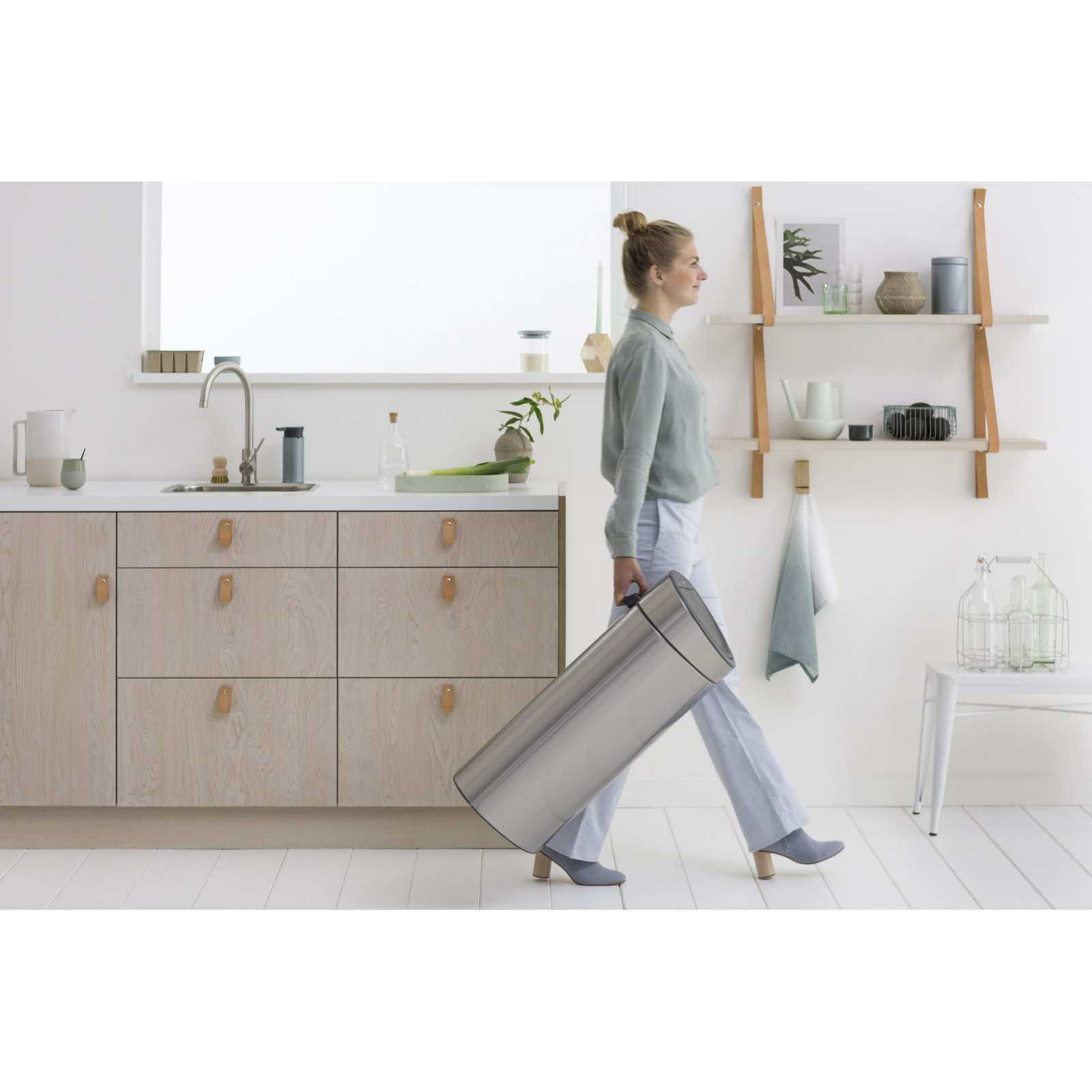 Brabantia 10.6gal Touch Top Trash Can, Matte Steel Fingerprint Proof