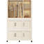 Portable Wardrobe Closet Storage Organizer for Clothes, 9 Magnetic Doors, 9 Cubes & 1 Hanging Rod, Wardrobe Storage Cabinet