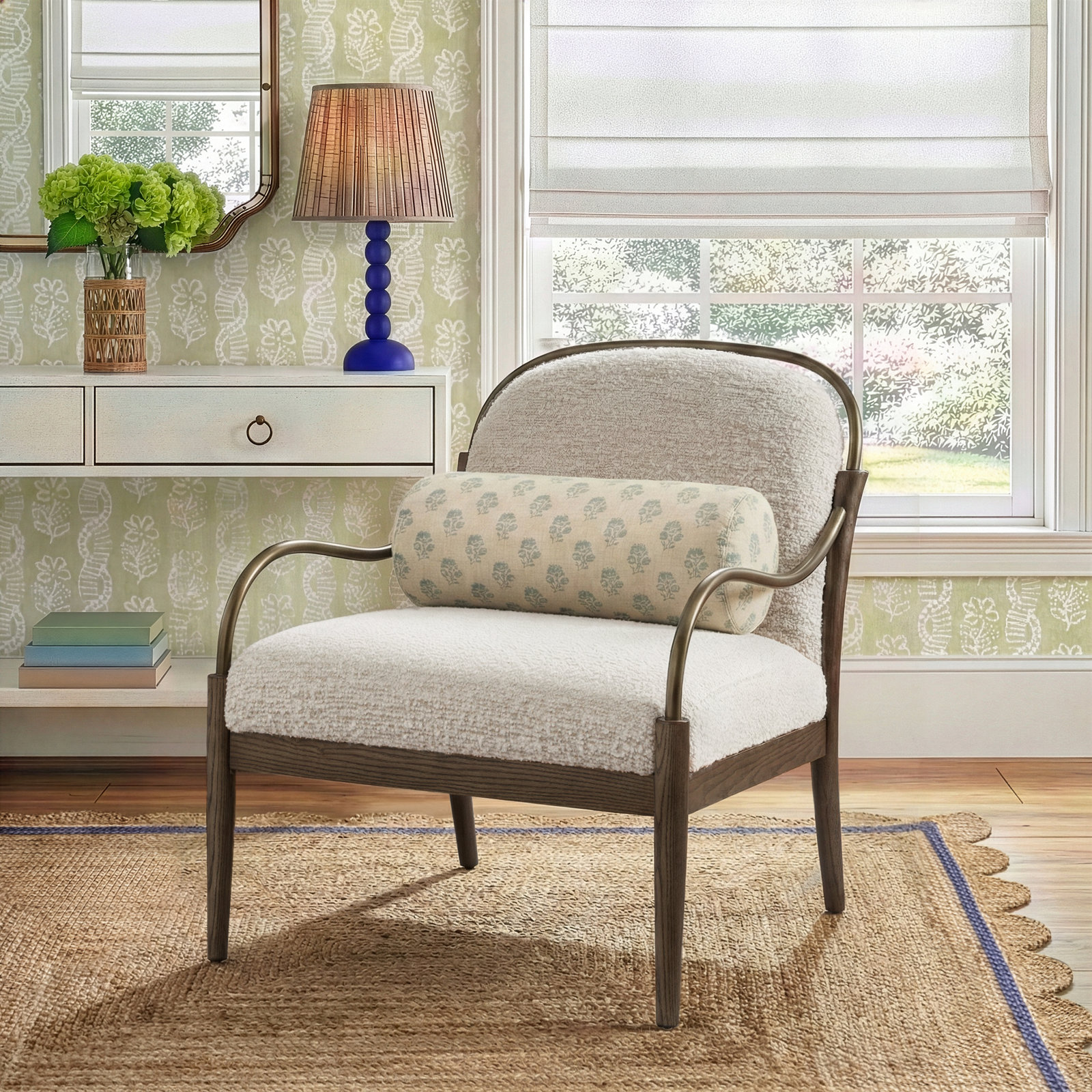 Demi Upholstered Armchair, Gray Acrylic