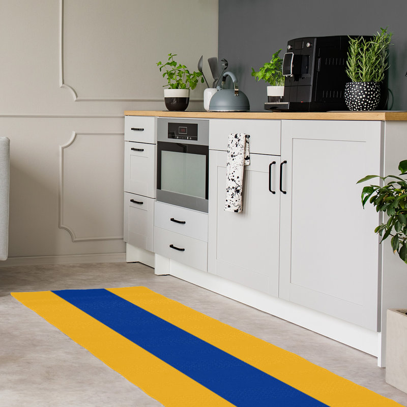 Tapis bleu/jaune, Tapis de couloir 2 pi 6 po x 8 pi