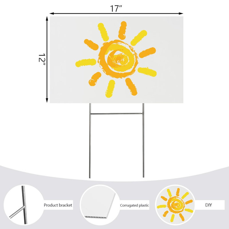 Paquet de 10 ensembles de 10 panneaux de présentation en carton ondulé blanc durable avec piquets 17 po x 12 po