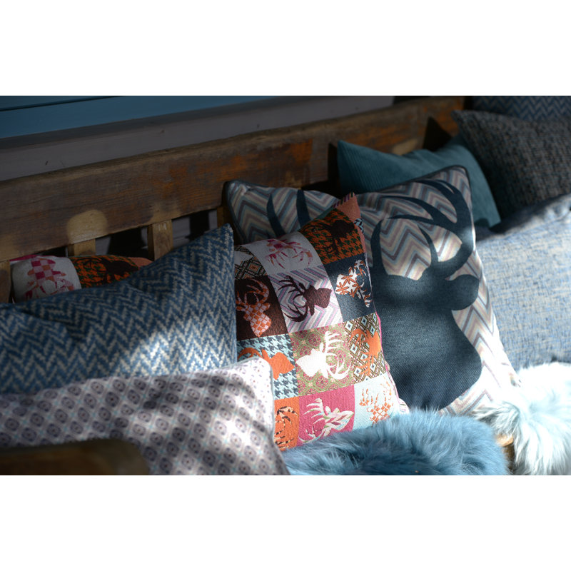 Hirsch Patchwork Square Cushion, Red