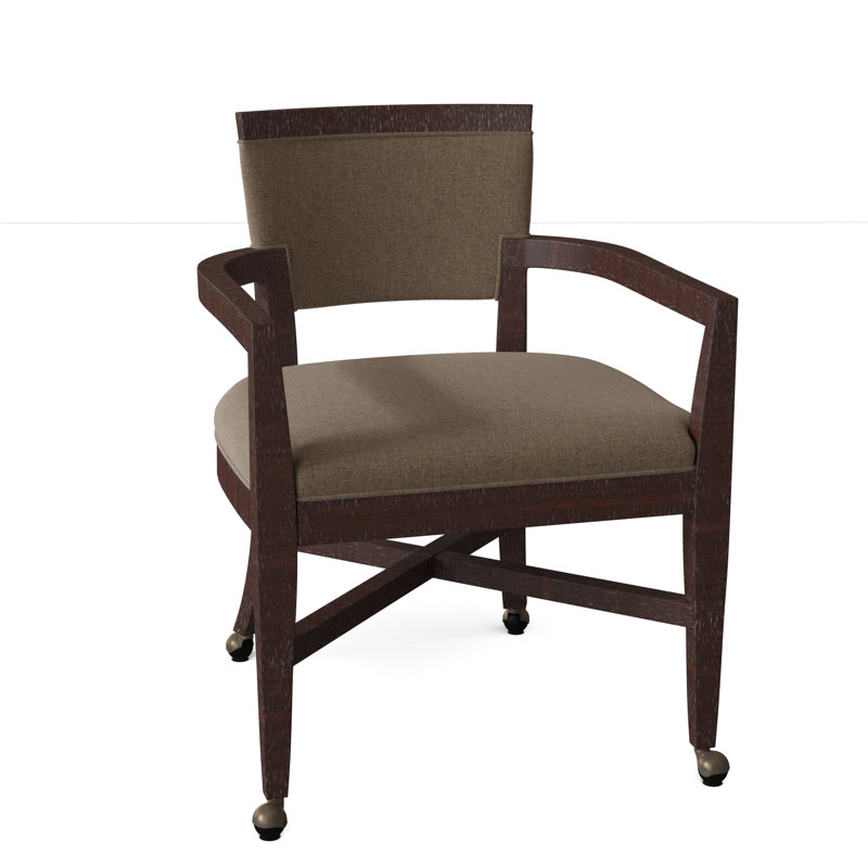 Keller Upholstered King Louis Back Arm Chair, 8789 Bark, Espresso