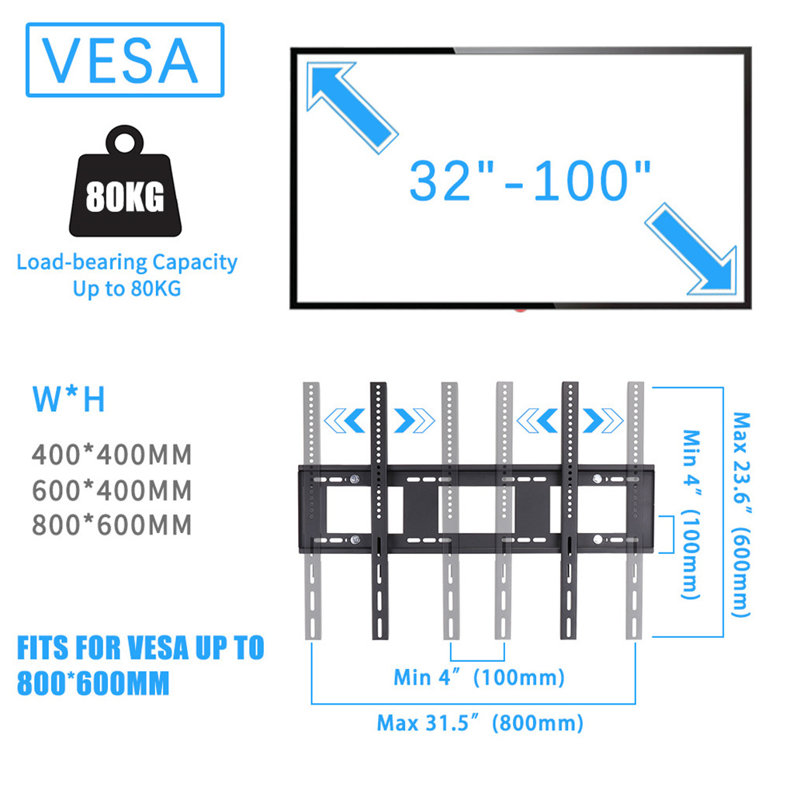 UNHO Extra Large Floor TV Stand Mount Rolling Cart for 50-100 LCD LED Flat Screens Holds up to 176 Lbs