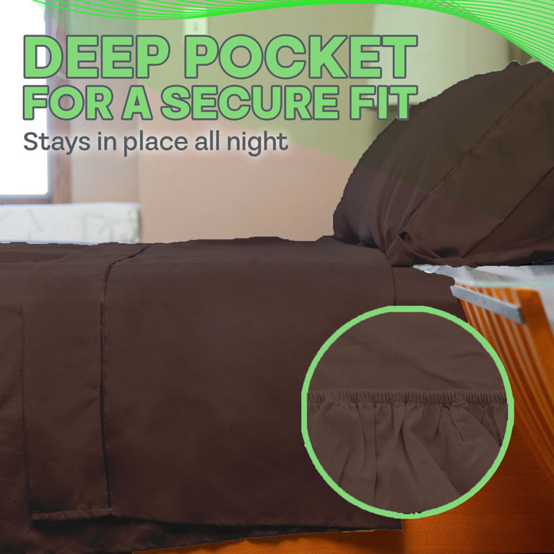 Ultra Soft Bamboo Sheet Set - 4 Pc Set - Wrinkle Resistant - Cooling Sheets with Deep Pockets, Brown
