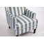 Chaise d'appoint rembourrée, fauteuil vintage avec tissu en lin rayé bleu et blanc et garniture cloutée pour le salon