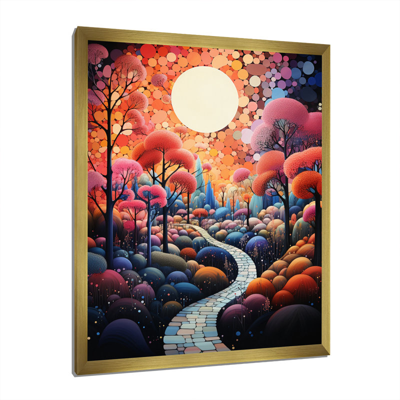 «Lulmir River Whimsical Thorugh Forest Landscape IV», reproduction, H 20 po x l 12 po x P 1 po, Encadrement doré