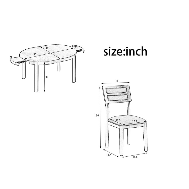 Ensemble repas pour 4 personnes Apoline, Bois naturel délavé, Gris