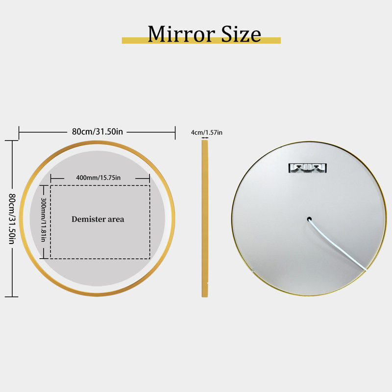 Cheli Aluminium Round Mirror, 80cm x 80cm