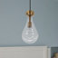 Luminaire suspendu moderne en verre transparent avec abat-jour doré