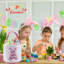 Sacs de panier de lapin de Pâques pour enfants, sacs de chasse à œufs à motif de lapin à rayures, seau en coton personnalisé avec queue moelleuse pour œufs de Pâques, bonbon, cadeau (rose)