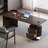 Smoky Wood Color + Black Rectangular Manufactured Wood + Carbon Steel with 2 drawers desk-1811437344-1811437374