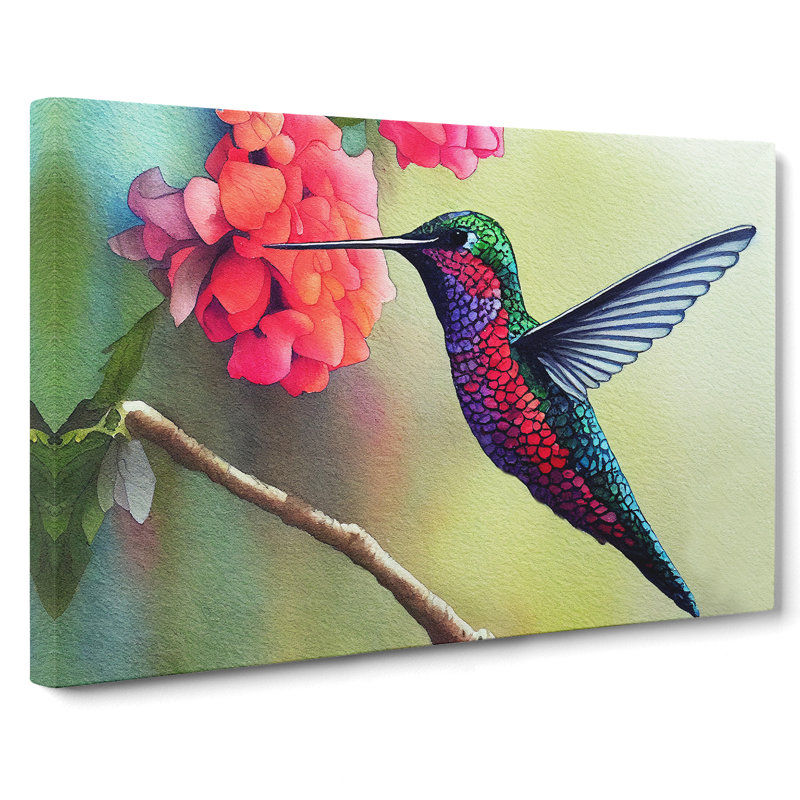 Hummingbird Watercolour Vol.6 - Wrapped Canvas, 50cm H x 76cm W x 3cm D