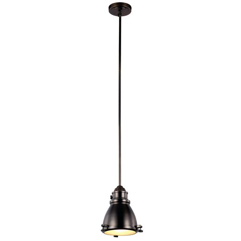 Luminaire suspendu en forme de cloche à 1 lumière Hollister, 47.5" H x 7" lx 7" p, Bronze patiné