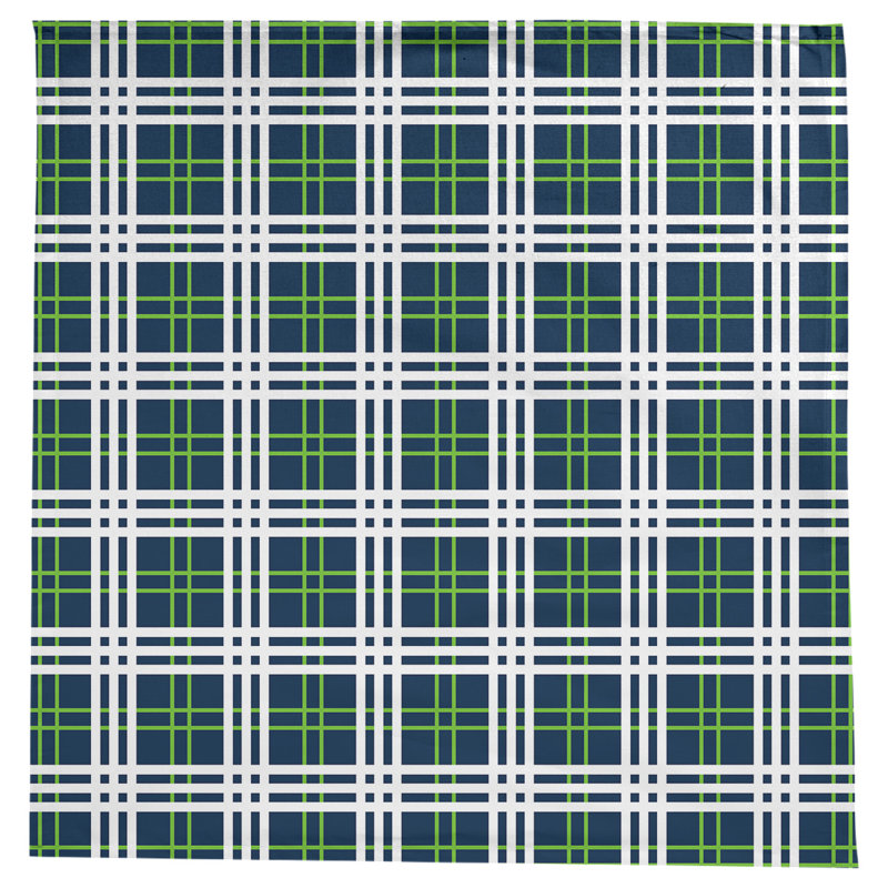 Nappe carrée en mélange de coton à carreaux, Bleu marine collège / vert action / blanc