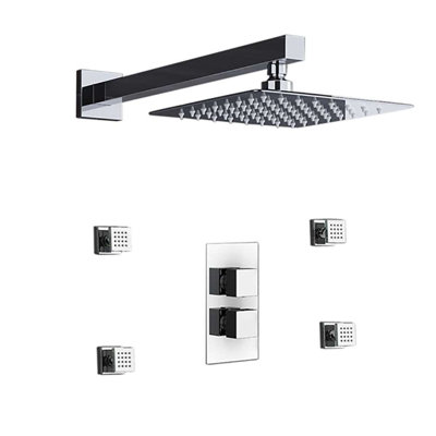 Tête de douche thermostatique Bathselect Leo avec jets de massage réglables
