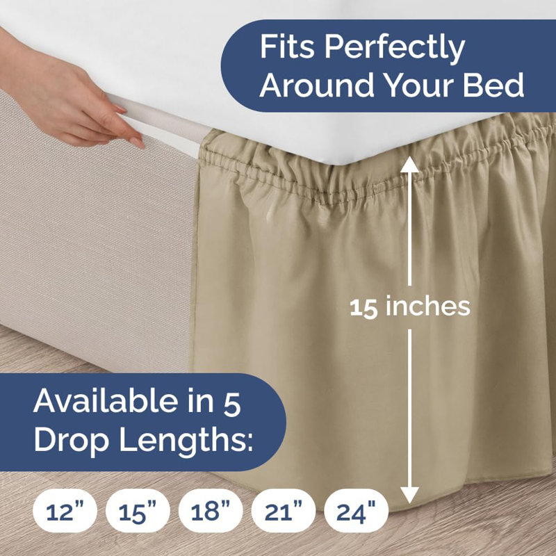 Ruffled Elastic Wrap Around Tailored Bed Skirt