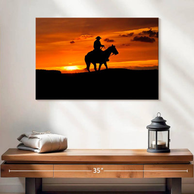 Mehar Horseback Cowboy Sunset