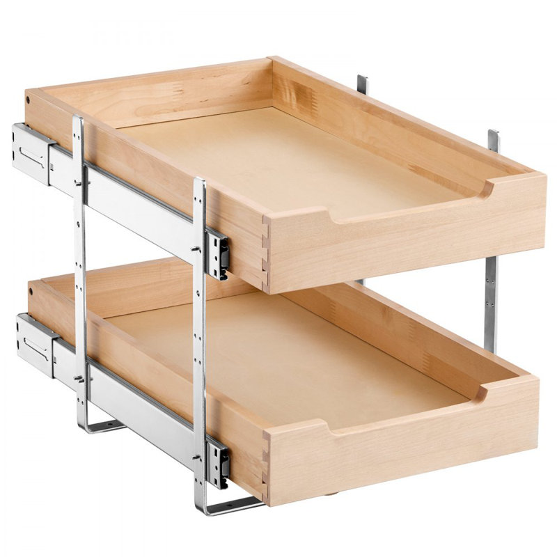 Tiroir en bois coulissant à 2 niveaux, H 14 po x l 13,8 po x P 21,7 po