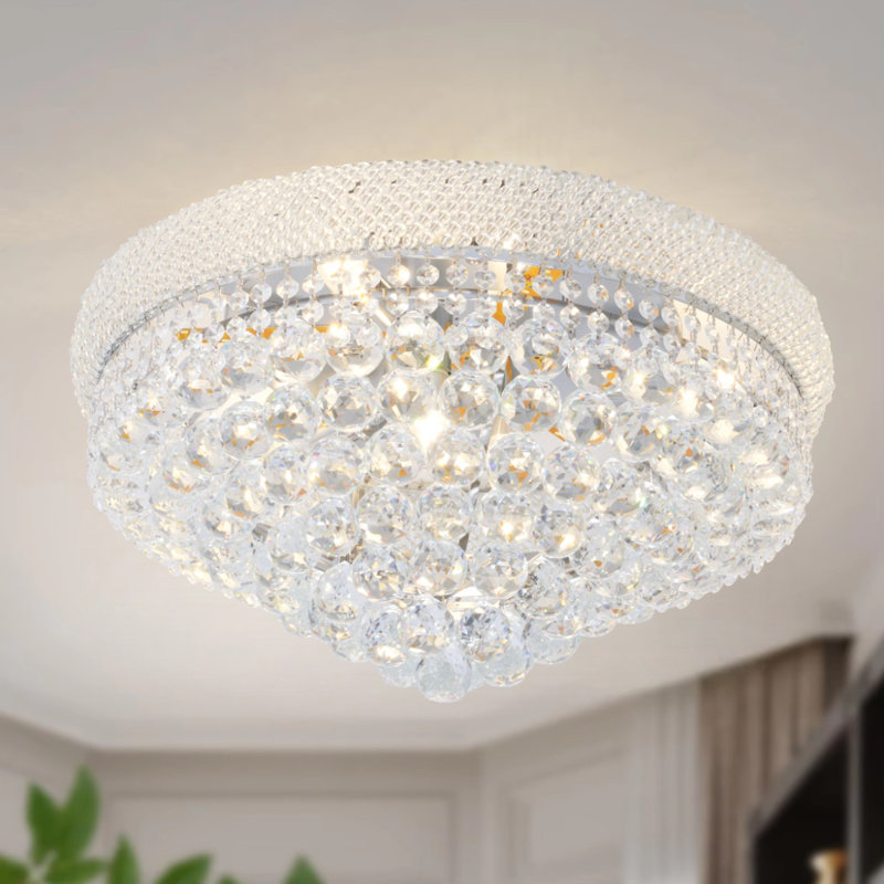 24 Inch Light Luxury Silver Living Room Crystal Ceiling Light