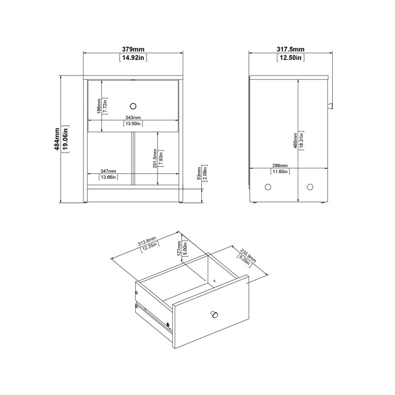 Clanton Small-Space 1 - Drawer Nightstand, Black