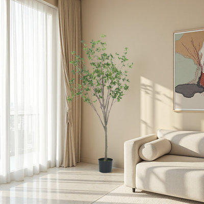 Bonsaï artificiel à feuilles de Milan avec pot - Plante d'intérieur réaliste pour la maison et le bureau, sans faux arbre d'entretien