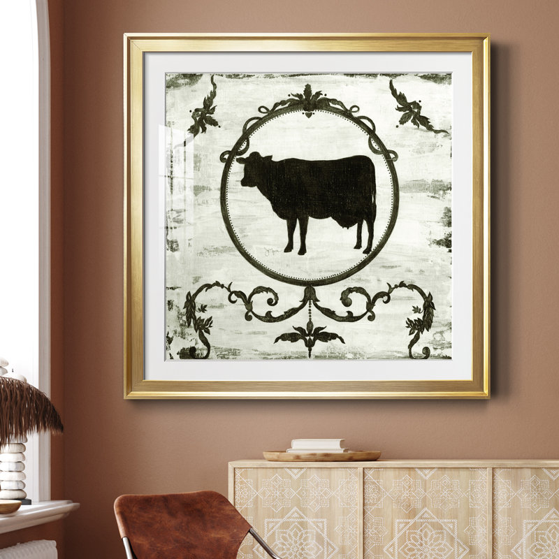 Vache Berkshire - cadre photo, Papier encadré doré, H 26,5 po x l 26,5 po x P 1,5 po