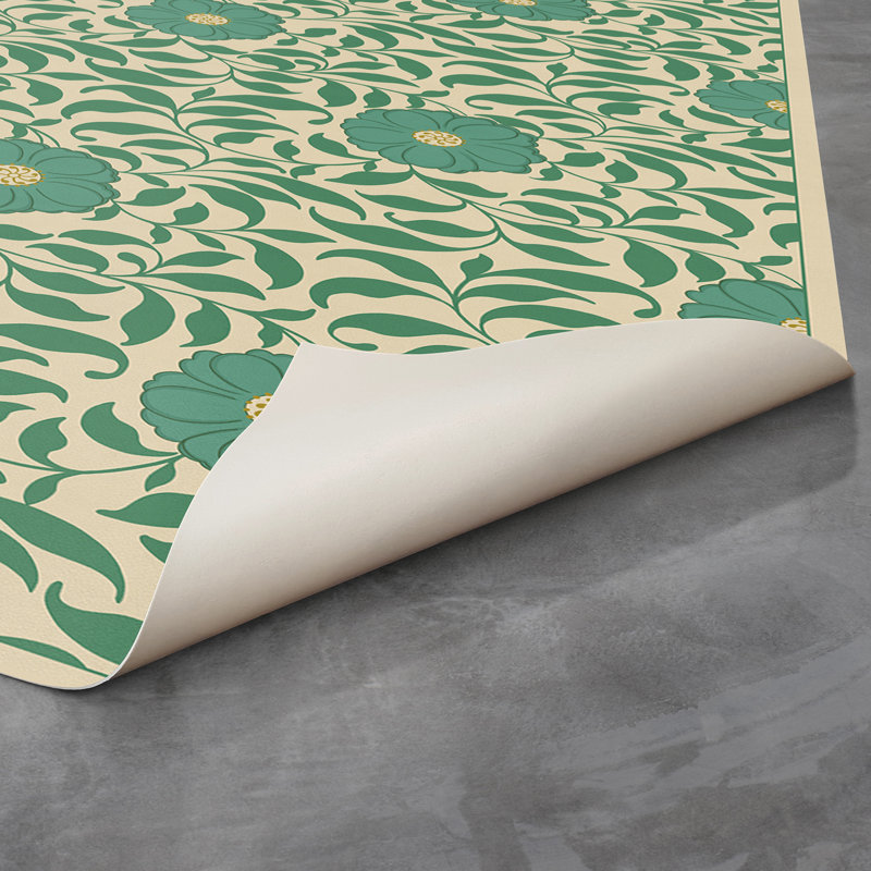 Hawarden Vinyl Floral Indoor Rug, Runner 2'6" x 8'