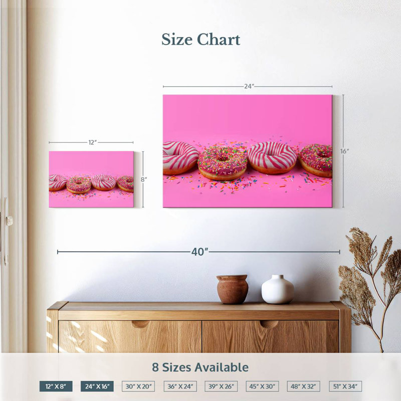 Yarlin Pastel Pink Doughnuts, 16" H x 24" W