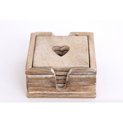 Wood Square 6 Piece Coaster Set