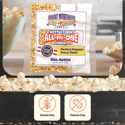 Kettle Corn Popcorn Machine Popcorn Packets - 5-Pack Pre-Measured All in One Popcorn Packs - Bulk Popcorn Kernels, Sweet and Salty Popcorn Flavour, and Oil by Great Northern Popcorn