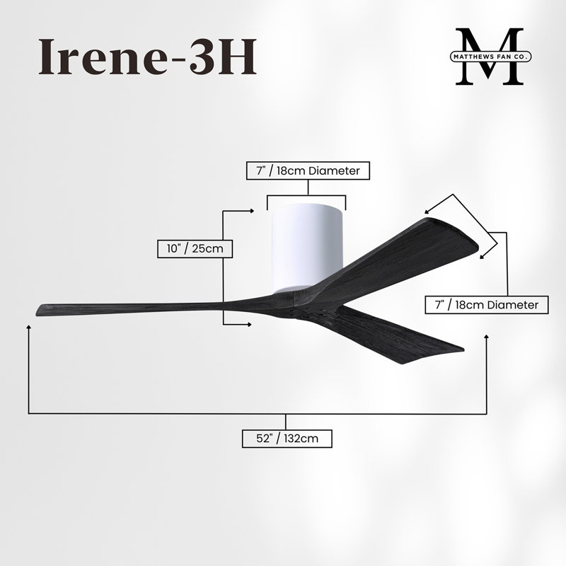 Irene Ceiling Fan, Gloss White, 52", Matte Black