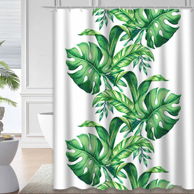 Bordure aquarelle, feuilles vertes tropicales, palmier tropical avec 12 crochets