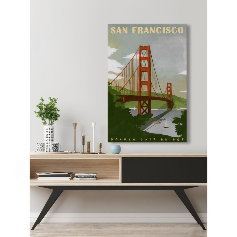 «Golden Gate Bridge, San Francisco» par - peinture sur toile tendue, H 30 po x l 20 po x P 1,5 po