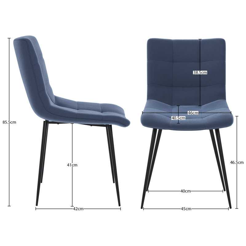 Dining Chairs Upholstered Velvet Fabric Seat Kitchen Dining Room Furniture, UKFR Certified, 6, Blue