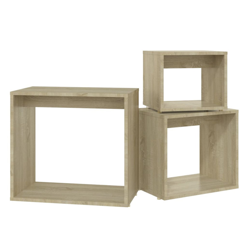 vidaXL Nesting Table Engineered wood Small Stackable, Sonoma Oak, Sonoma Oak