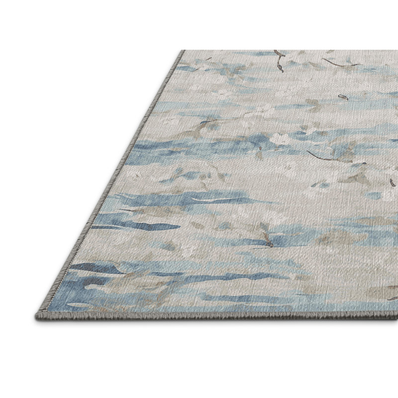 Machine Washable Gray Area Rug, Rectangle 5' x 8'