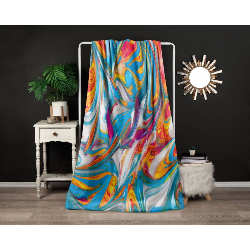 Throw Blanket, 68" W x 80" L, Abstract, Multicolor