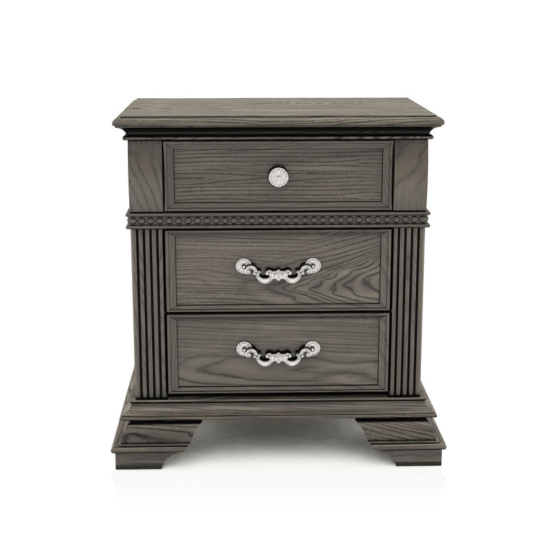 Table de chevet 2 tiroirs Adames, Gris
