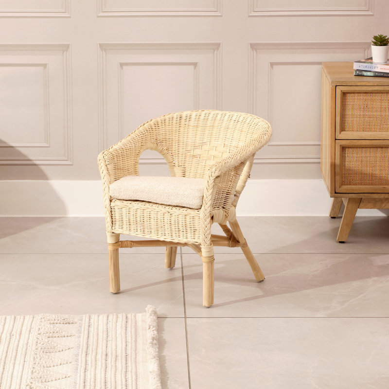 Aniken Upholstered Accent Chair, Natural Wood