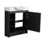 Meuble-lavabo autoportant de 30 po avec lavabo en céramique blanche et porte à fermeture en douceur, chêne foncé, contreplaqué, emballage KD-131993107