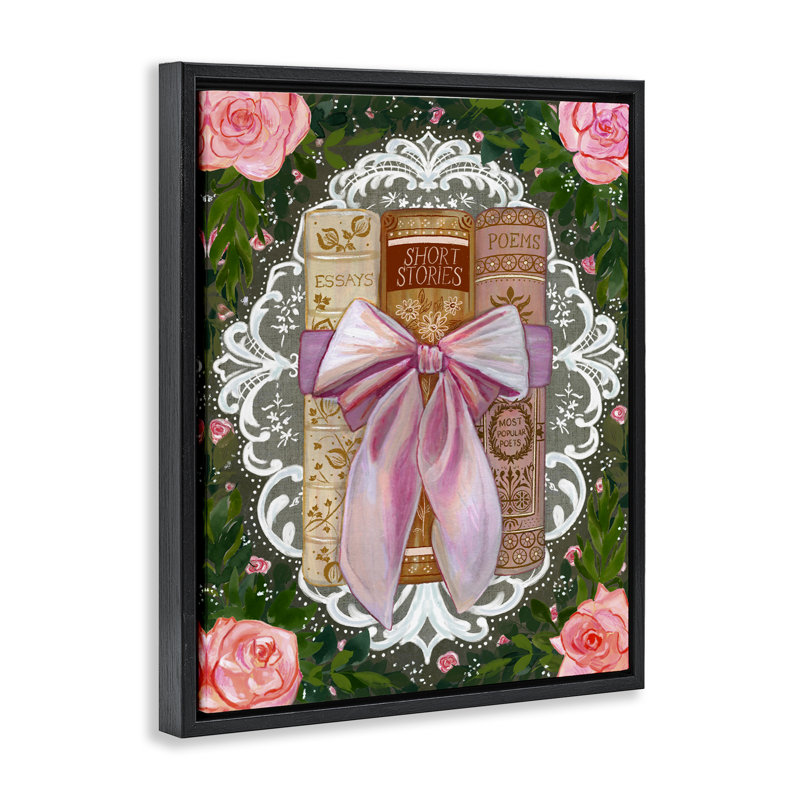 Livres romantiques avec cadre flottant en dentelle, design par Glad You Here Co., Cadre flottant noir de jais