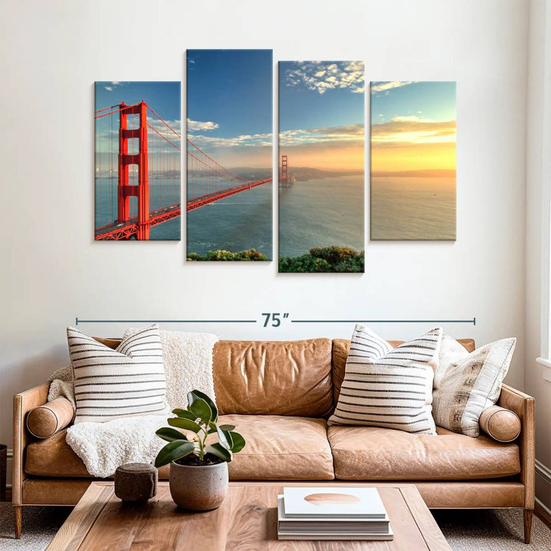 Lilie Golden Gate Bridge, coucher de soleil, H 42 po x l 68 po