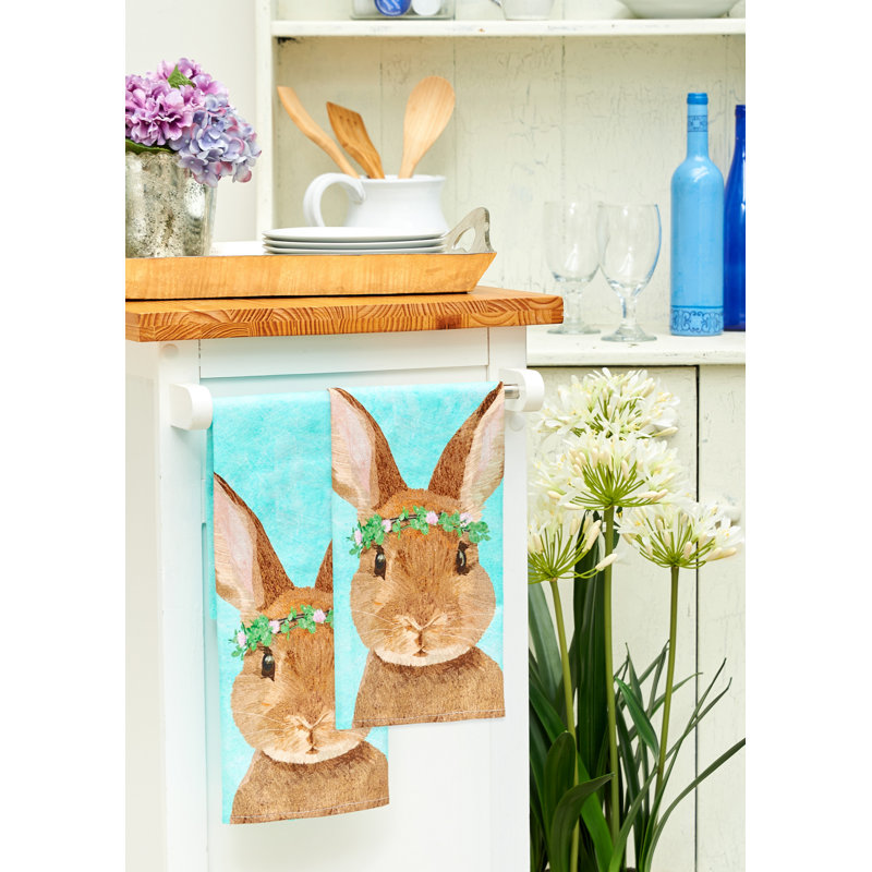 Clover Bunny Towel, Blue/Brown Clover Bunny