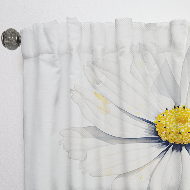 White Daisies Sublime Simplicity II - Traditional Velvet Curtain - Room Darkening - 1 Panel, 52" W x 90" L