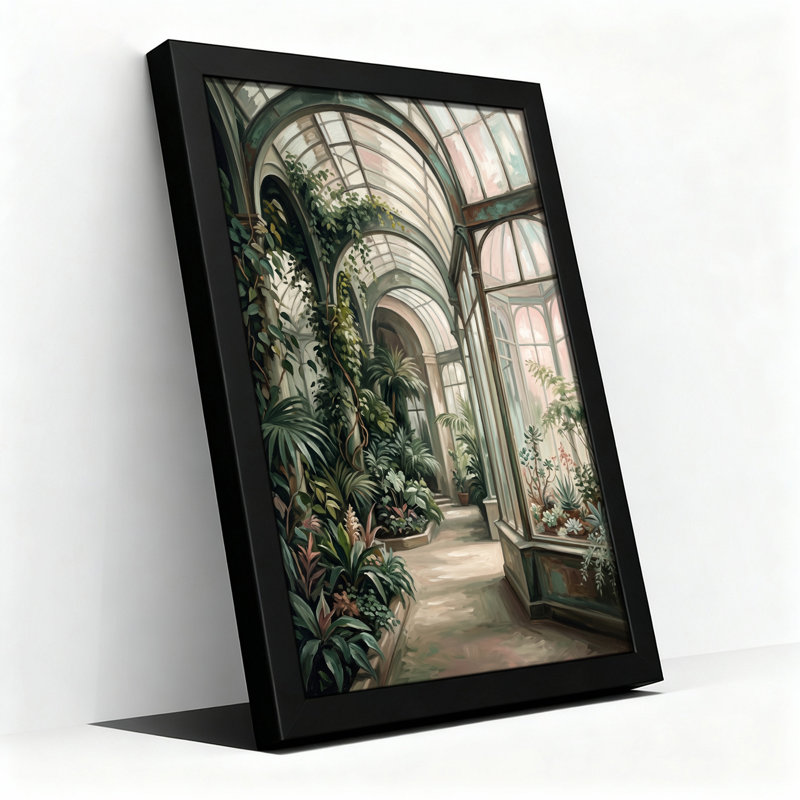 «Greenhouse Plants in Arched Glass», H 18 po x l 12 po